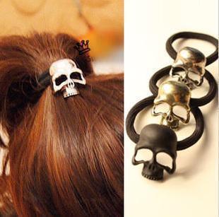 Korean Hair Accessories Retro Style European Show Rubber Band Punk Style Metal Skull Hair Band Hair Rope