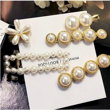 Dongdaemun Internet Celebrity Same Simple All-Matching Ins Pearl Small Flowers Hairpin Handmade Shampoo Makeup Bangs Clip