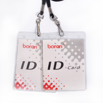 Customized Transparent ID Card Holder Vertical Soft Film Badge Work Permit Name Tag Student Card Holder Exhibition Card Protective Case