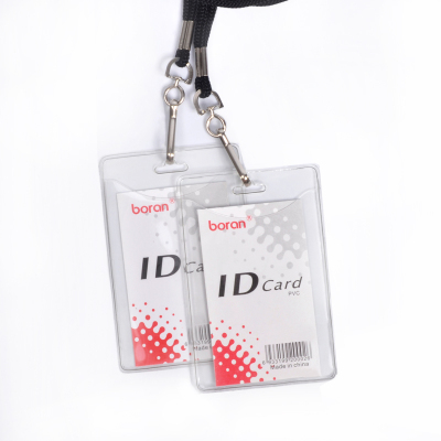 Soft Film PVC ID Card Case Transparent Vertical Chest Card Thick Work Permit Name Tag Card Insert Holder Student ID Card Protective Cover