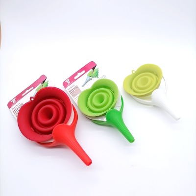 Edible Silicon Retractable Flower Funnel Kitchen Supplies Creative Handle Funnel Multi-Functional Hanging Oil Leakage