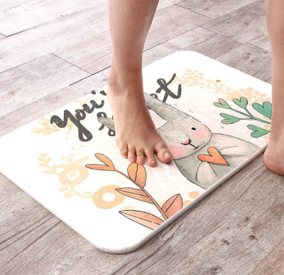 Diatom Mud Absorbent Floor Mat Bathroom Non-Slip Mat Quick-Drying Diatomite Bathroom Bathroom Doorway Floor Mat Home Cartoon