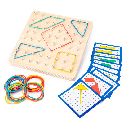 Montessori Geometric Nail Board Students Use Teaching Space Educational Toys with Cards Creative Graphics Early Childhood Education