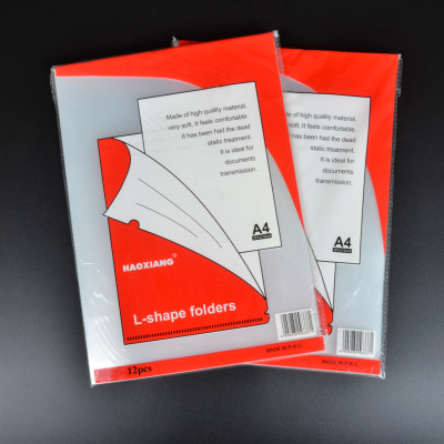 Factory Wholesale Office Male Package L-Type Folder A4 Single-Piece Folder Transparent Plastic File Folder Printable