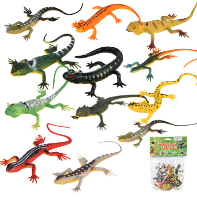 Cross-Border Bagged Lizard Model Toy 12 Painted Lizard Gecko Animal Model Children's Educational Toys