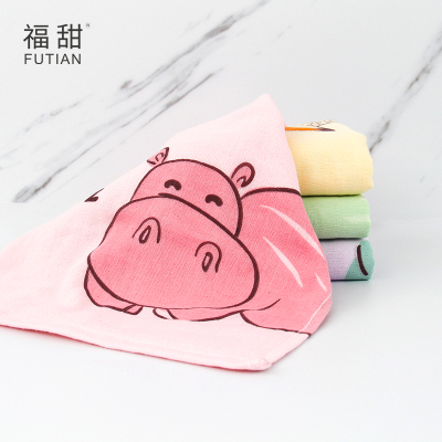 Fu Tian-Cartoon Printed Gauze Children Towel Cute Animal Facial Towel Soft and Skin-Friendly Men and Women Baby Small Towel