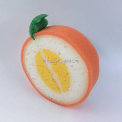 Orange Fruit Shape Creative Cartoon Bath Sponge Bath Dishwashing Multifunctional Sponge Soft Foaming Decontamination