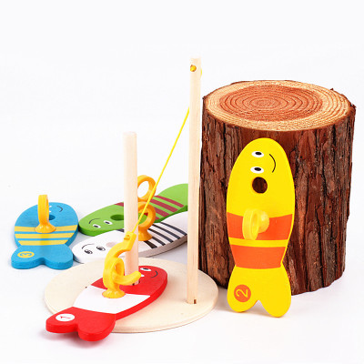 Children's Wooden Numbers Fishing Sleeve Column Game Kindergarten Baby Early Education Puzzle Play House Parent-Child Interaction Toys