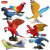 Animal Model Solid Simulation Toy Set Flying Bird Bird Eagle Parrot Peacock Flamingo Decoration Ornaments