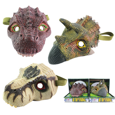 Cross-Border Hot Simulation Dinosaur Mask Halloween Trick Toy Tyrannosaurus Triceratops Mask Stall Hot Sale