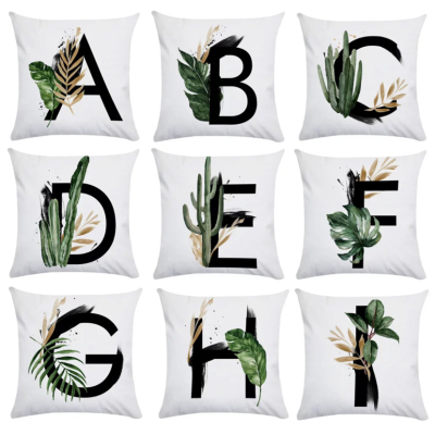 Short Plush Printed Pillow Sofa Cushion Living Room Pillow Cover without Core