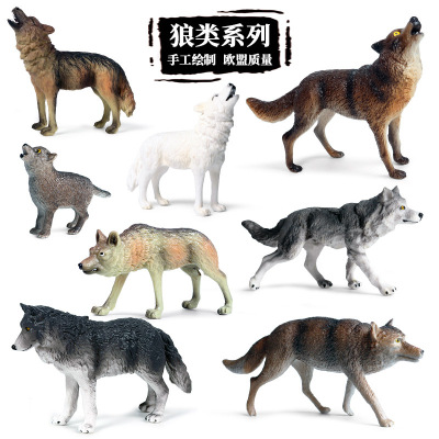 Children's Toy Solid Simulation Wild Animal Static Model Wolf Forest Animal Wolf Roaring Wolf Garage Kits Ornaments