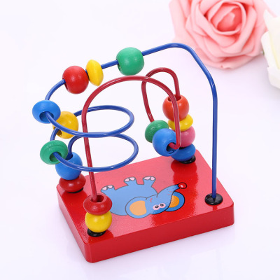 Hot Selling Children's Educational Mini Small Ball Wooden Toy Cartoon Cute Animal String Beads Toys