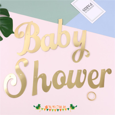 Best selling Decorative Baby Shower Letter gold Hanging Flag Baby party Decoration Banner
