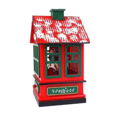 Christmas Large Wooden House Music Box Decoration Solid Wood Christmas House Music Box Christmas House Gift Decoration