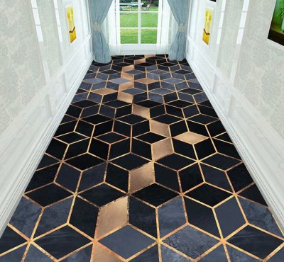Modern Simple 3D Printed Non-Slip Carpet Hotel Corridor Aisle Carpet Shopping Mall Lobby Channel Floor Mat Can Be Customized