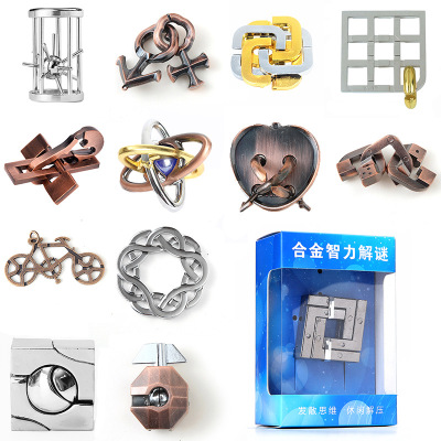 Zinc Alloy Unlock Nostalgic Magic Educational Toy Color Box Chinese String Puzzle Intellectual Looping-off Buckle Organ Box