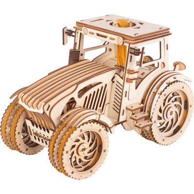 Xinlian Cross-Border Hot Supply Rubber Band Brake Tractor 3D Three-Dimension Educational Puzzle Puzzle DIY Handmade Toy