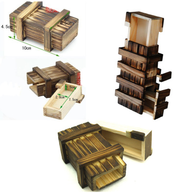 Wooden Adult Classic Educational Toys Single Door Double Door Three-Open Magic Box Puzzle Box Storage Box