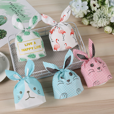 Cute Beard Cat Bunny Ears Candy Bag Biscuits Bag Snack Packaging Bag Small Gift Bag 50 Pieces in Stock