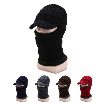 Wool Hat Men's and Women's Autumn Winter Warm Velvet Padded Thickened Cycling Cold Protection Northeast Cap Scarf Scarf Integrated Wholesale