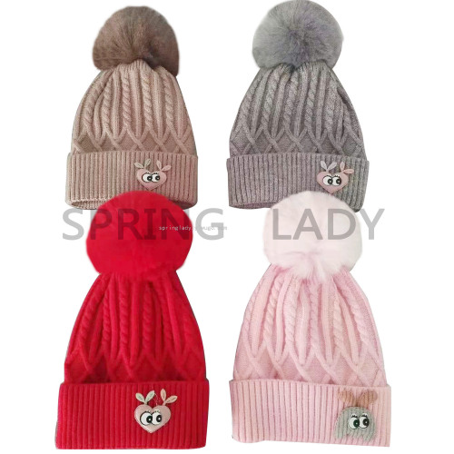 pring lady wool knitted autumn and winter hat cold-proof warm male and female baby cartoon hat cute hat children‘s hat