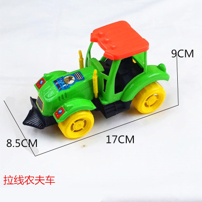 Bagged Children's Educational Toys Plastic Pulled Cable Farmer Car Head Toys