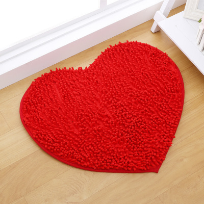 Factory Wholesale Chenille Wedding Supplies Heart-Shaped & Red Carpet Microfiber Chenille Long-Haired Love Floor Mat Carpet