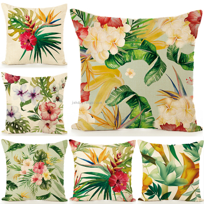 Tropical Plant Flower Printed Pillowcase Sofa Living Room Linen Cushion Car Cushion Customizable Pattern