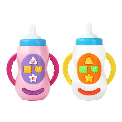 Baby Toys Music Simulation Feeding Bottle Teether Bite Newborn Baby Sound and Light Music Feeding Bottle Educational Toys Foreign Trade