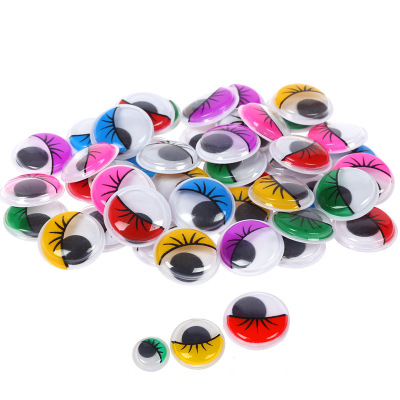 Color Plastic Moving Eyes with Adhesive Creative Handmade DIY with Eyelashes Eye Beads Stickers Black and White Eye Clay Accessories