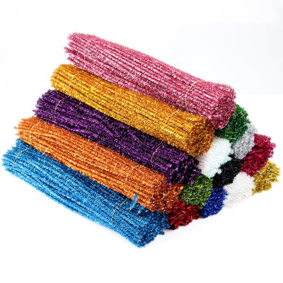 Factory Direct Sales Environmental Protection DIY Glitter Wool Strip Wool Root Twist Stick Christmas Accessories Children Handmade Colorful Paper Slip