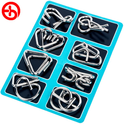No Special Toy 8-Piece Set B Metal Puzzle Chinese String Puzzle Series Unlock Blue Intelligence Knot Eight-Piece Set