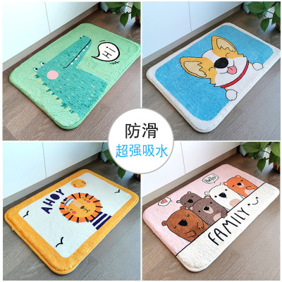 Cashmere-like Cartoon Floor Mat Bathroom Absorbent Non-Slip Carpet Bedroom Entrance Plush Mat Customization