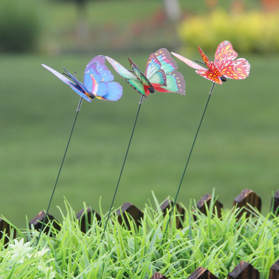 Factory Direct Sales 7cm Double Layer Insertion Pole Simulation Butterfly Gardening Flower Arrangement Home Decoration