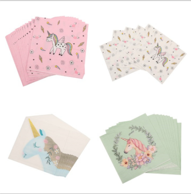 Colorful Printed Napkin Cartoon Unicorn Series Tissue Party Decoration Disposable Party Supplies