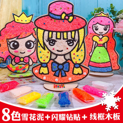 Eva Three-Dimensional Wooden Board Foam Putty Painting Pearl Clay Painting Foam Putty Wooden Board Painting with Wooden Base