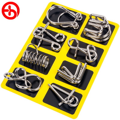 Eight-Piece Metal Puzzle Chinese String Puzzle Series Unhooking Unlocking Gifts Intelligence Knot Eight-Piece Set