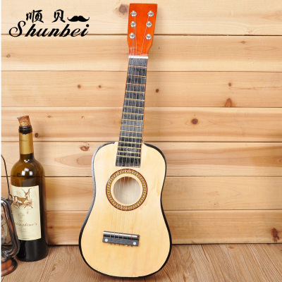 23-Inch Multi-Color Wooden Guitar Children's Educational Toys Early Education Music Wooden Toys with Strap Factory Direct Sales