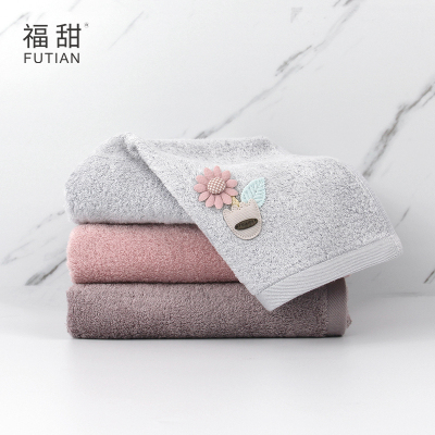 Futian-Bamboo Fiber Small Flower Cloth Sticker Bath Towel Pure Colored Fresh Super Soft 70*140 Big Towel Absorbent Skin-Friendly