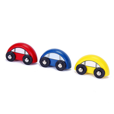Children's Wooden Semicircle Van Toy Painted Small Toy Car Cartoon Wooden Toy Car