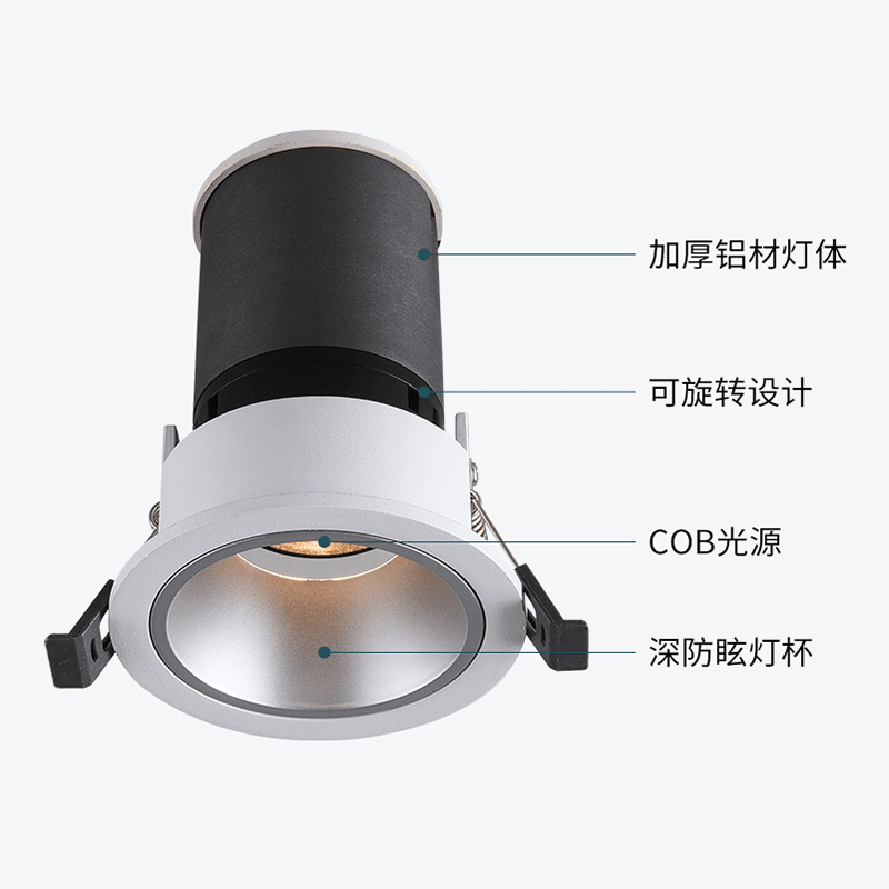 LED Spotlight Embedded Cob Anti-Glare Downlight 8w12w Commercial Home Living Room Office Hotel LED Ceiling Lamp 