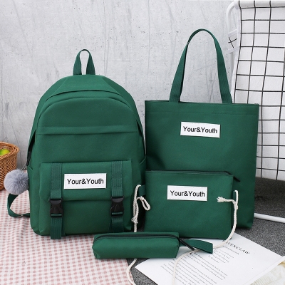 Backpack Four-Piece Set New High School Junior High School Student Korean Campus Ins Schoolbag Female Large Capacity Travel Backpack