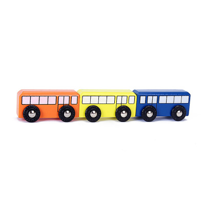 Children's Wooden Simulation Retro Bus Toy Car Environmental Protection Painted Trackless Wooden Bus Toy Gift