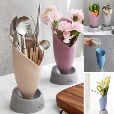 Creative Style Chopsticks Holder Chopsticks Cage Chopsticks Basket Spoon Household Punch-Free Kitchen Flower Bucket Storage Rack Storage Box