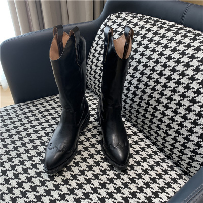 Dr. Martens Boots Female, Fall 2020) New Retro Pointed-Toe Fashion Chunky Heel All-Matching Sleeve Heeled Internet Celebrity Ins Boots