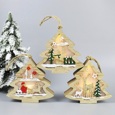 Cross-Border New Christmas Decoration Luminous Wooden Snowman Night Light Christmas Lantern Creative Christmas Gift