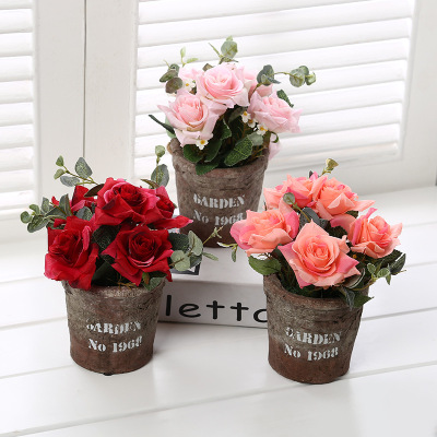 2019 Ceramic Simulation Plant Artificial Flower Photographic Ornaments Decorative Fake Flower Potted Plant Valentine's Day Gift Customization