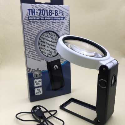 New Handheld Folding HD High Power LED Lamp UV Light Reading Reading Bench Magnifiers TH-7018B