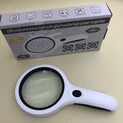 95100b (RD) Handheld with Light High Magnification 4x Elderly Reading Maintenance and Identification 100mm Optical Magnifying Glass